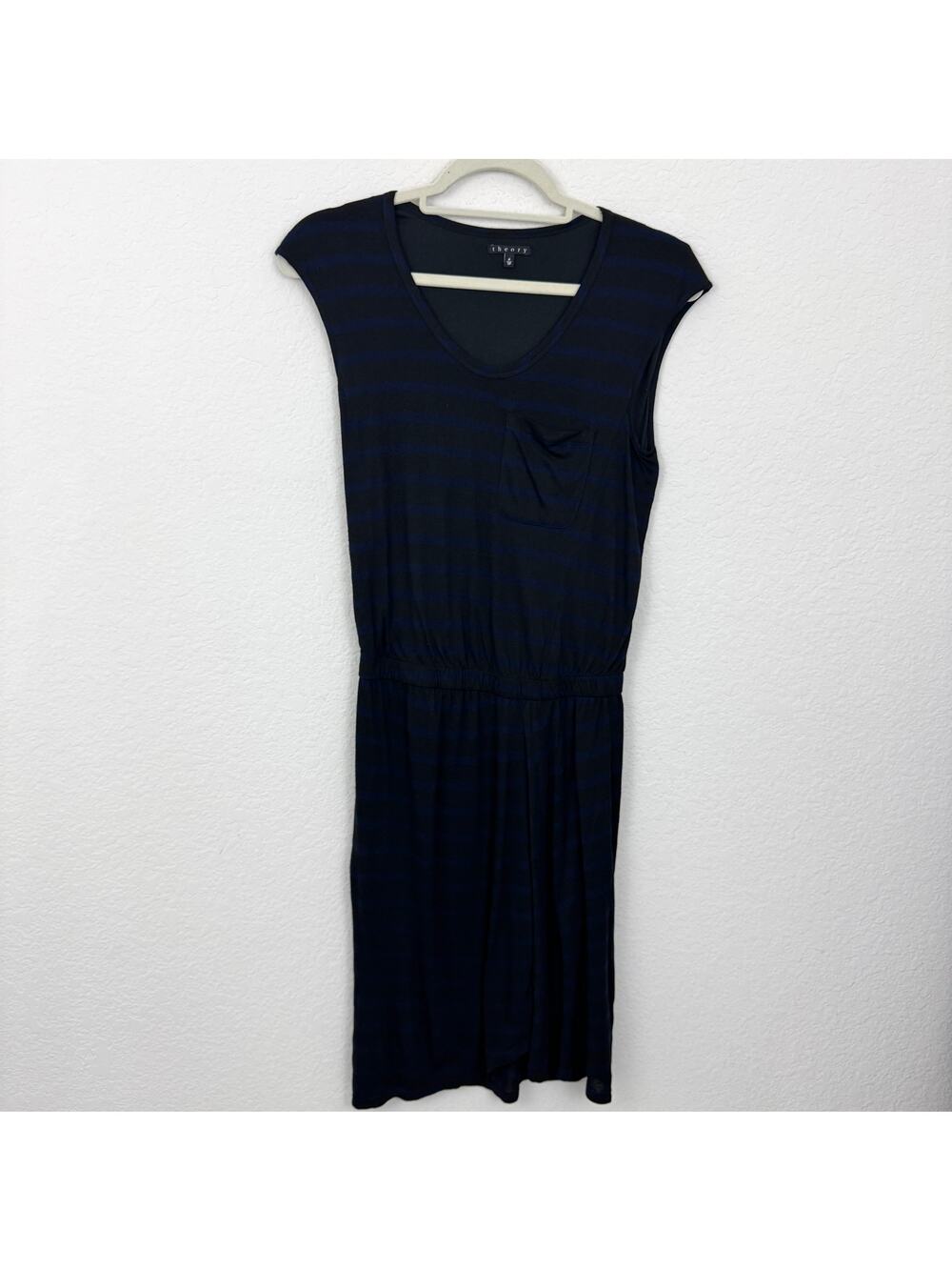 Theory Womens Genessa Casual Dress Size P (XS) Stripe Wrap Lightweight Brown